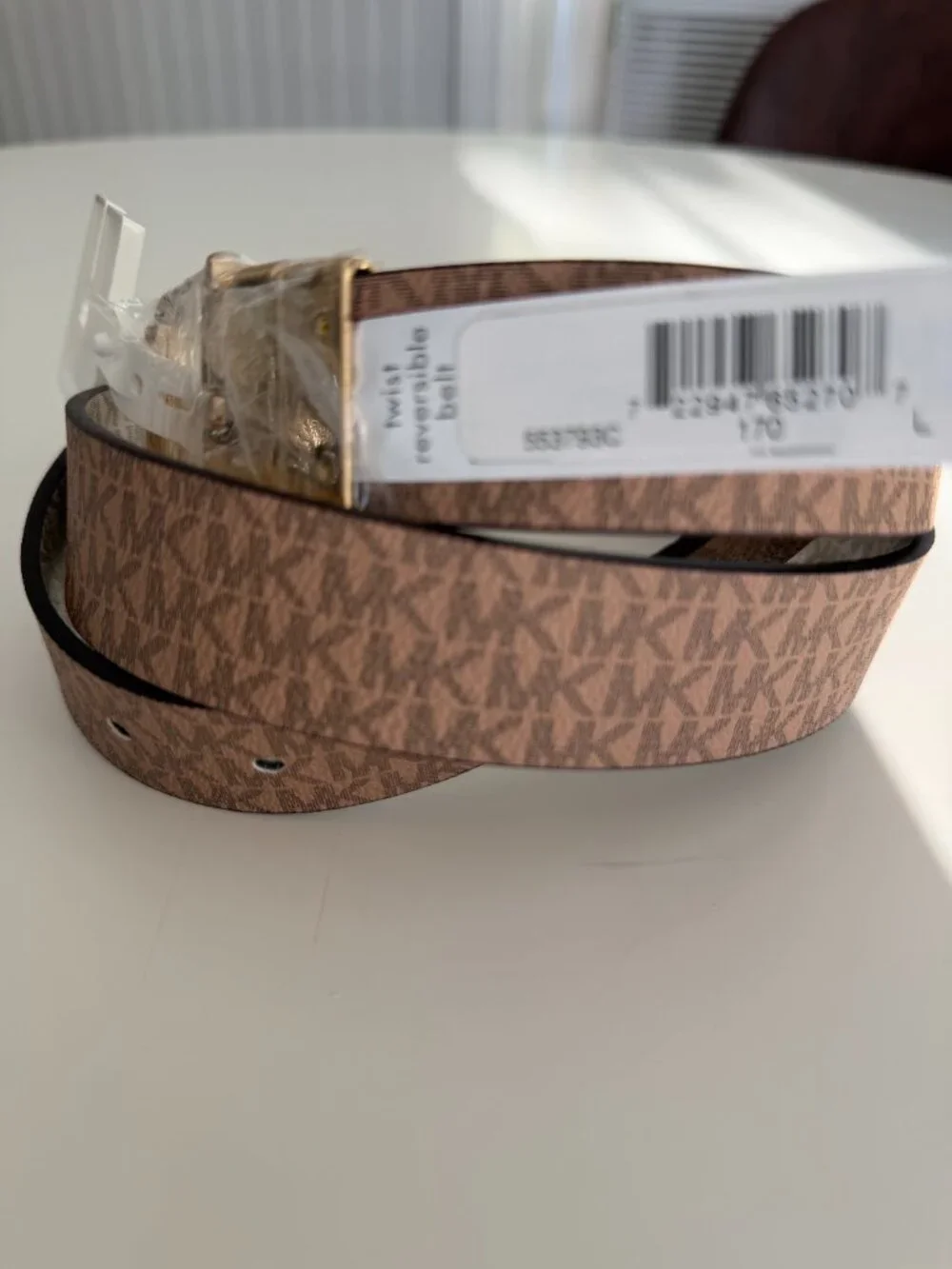 NWT Michael Kors Women's Large Twist Reversible Monogram Logo Belt